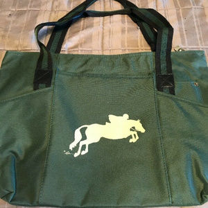 Hunter Green Jumping Horse Tote Bag